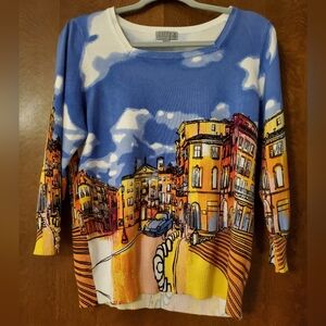Joseph A. vintage cityscape sweater, size L